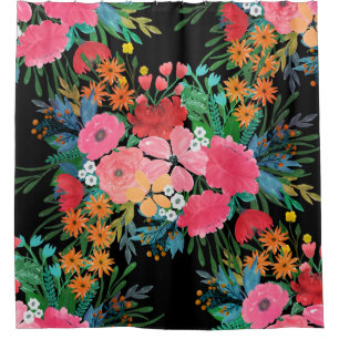 Elegant Pink watercolor Floral Bouquet Design Shower Curtain