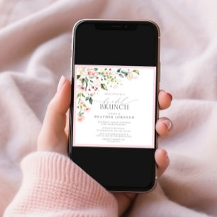 Elegant Pink Watercolor Floral Bridal Brunch Invitation