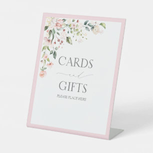 Elegant Pink Watercolor Floral Bridal Shower Gift Pedestal Sign