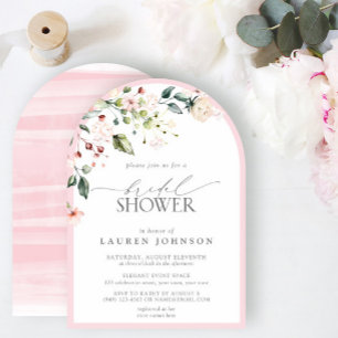 Elegant Pink Watercolor Floral Bridal Shower Invitation