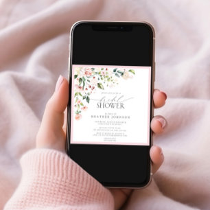 Elegant Pink Watercolor Floral Bridal Shower Invitation