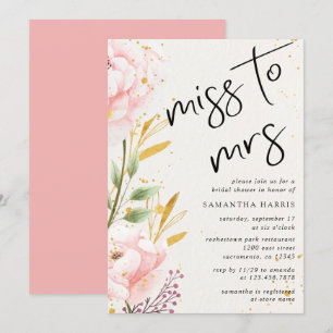 Elegant Pink Watercolor Floral Bridal Shower Invitation