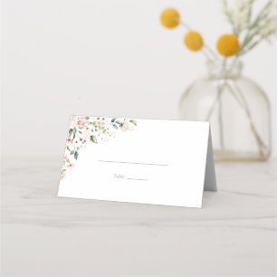 Elegant Pink Watercolor Floral Bridal Shower Place Card