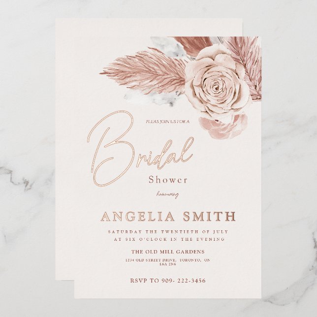 Elegant Pink Watercolor Floral Bridal Shower Real  (Front/Back)