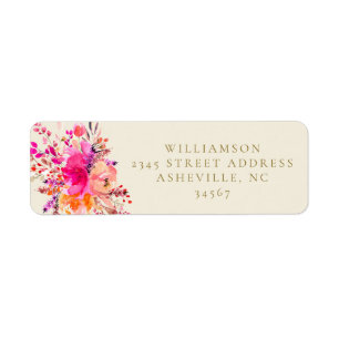 Elegant Pink Watercolor Floral Chic Return Address