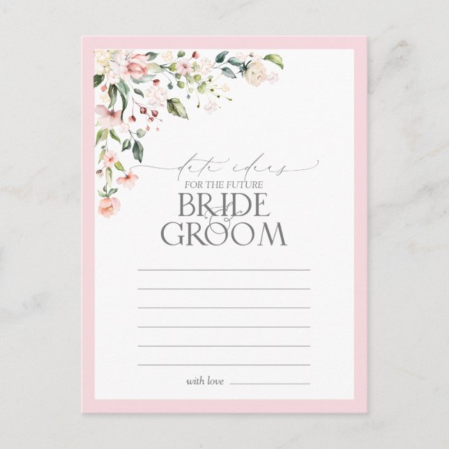 Elegant Pink Watercolor Floral Date Ideas Postcard (Front)
