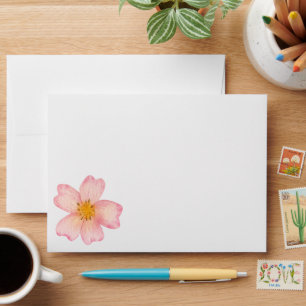 Elegant Pink Watercolor Floral Envelope