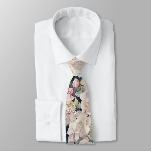 Elegant pink watercolor floral hydrangeas  tie
