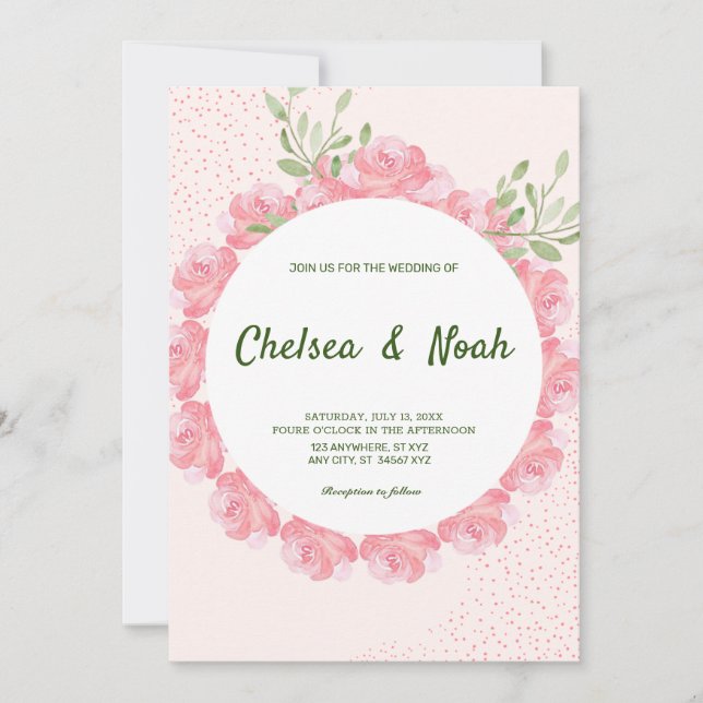 Elegant Pink watercolor Floral  Invitation (Front)