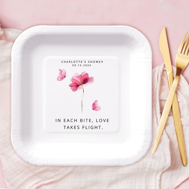 Elegant Pink Watercolor Floral Paper Plate (Creator Uploaded)