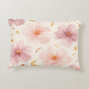 Elegant Pink Watercolor Floral Pattern Decorative Cushion