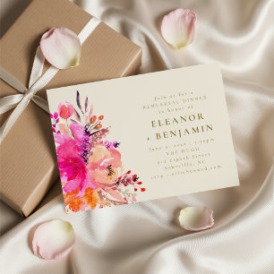 Elegant Pink Watercolor Floral Rehearsal Dinner Invitation