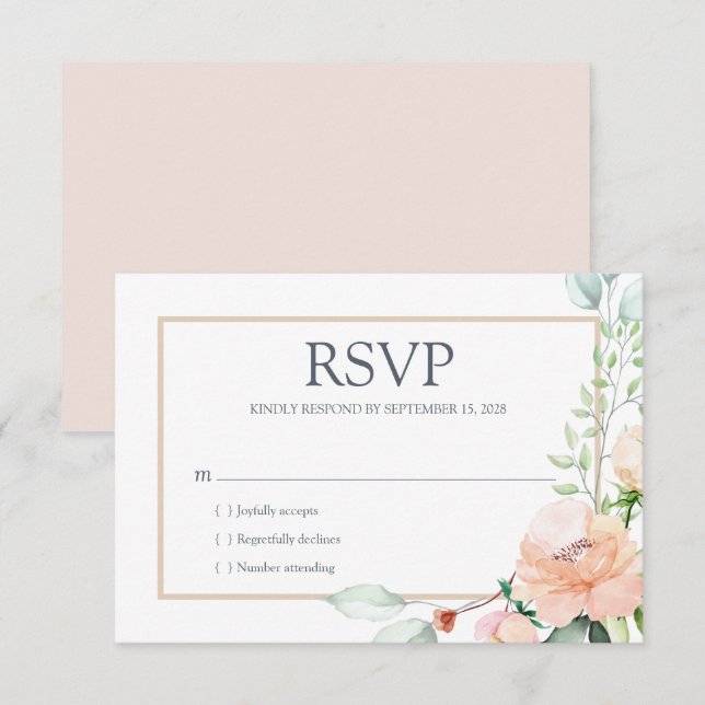 Elegant Pink Watercolor Floral RSVP Card (Front/Back)