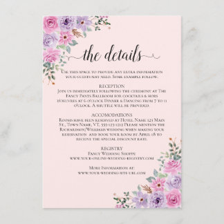 Elegant Pink Watercolor Floral Wedding Enclosure Card