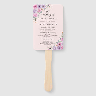Elegant Pink Watercolor Floral Wedding Hand Fan