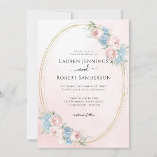 Elegant Pink Watercolor Floral Wedding Invitation