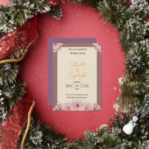 Elegant Pink Watercolor Floral Wedding Invitation
