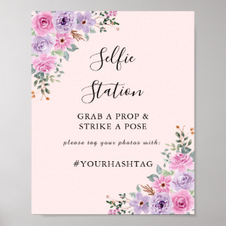 Elegant Pink Watercolor Floral Wedding Poster