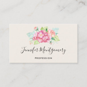 Elegant Pink Watercolor Flower Bouquet Business Card
