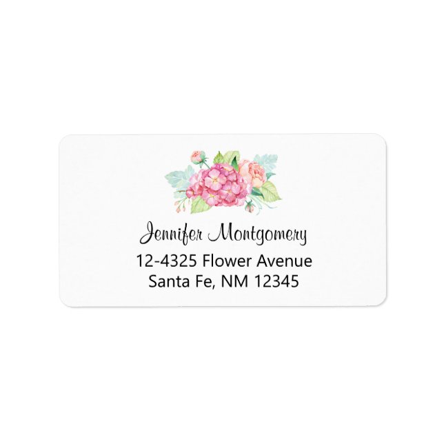 Elegant Pink Watercolor Flower Bouquet Label (Front)
