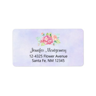 Elegant Pink Watercolor Flower Bouquet Label