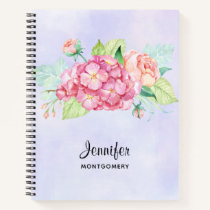Elegant Pink Watercolor Flower Bouquet Notebook