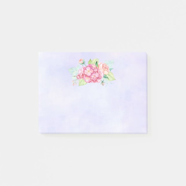Elegant Pink Watercolor Flower Bouquet Post-it Notes (Front)