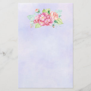 Elegant Pink Watercolor Flower Bouquet Stationery