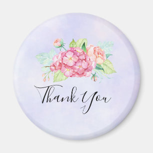 Elegant Pink Watercolor Flower Bouquet Thank You Magnet