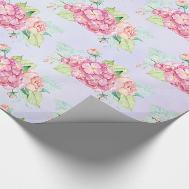 Elegant Pink Watercolor Flower Bouquet Wrapping Paper (Corner)
