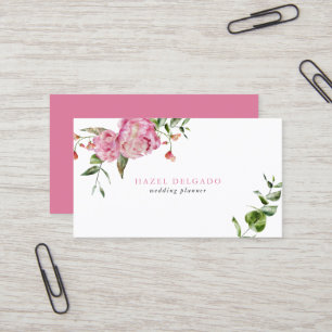 Elegant Pink Watercolor Flower Business Card