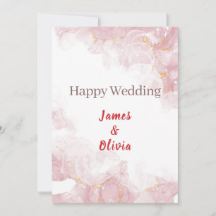 Elegant Pink Watercolor Gold Confetti Wedding Invitation