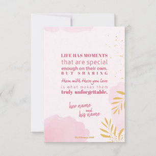 Elegant Pink Watercolor & Gold Leaves "Thank You" Thank You Card