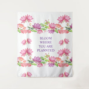 Elegant Pink Watercolor Lotus Floral Tapestry