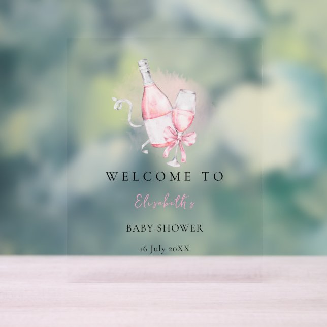 Elegant Pink Watercolor Modern Baby Shower Acrylic Sign (Neutral)