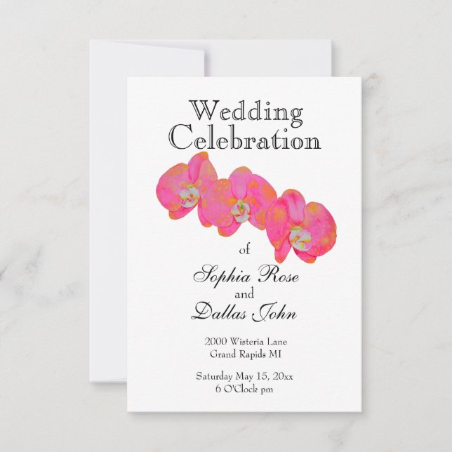 Elegant Pink watercolor Orchid painting Invitation (Front)