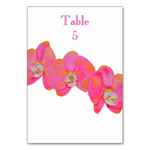 Elegant Pink watercolor Orchid painting Table Number