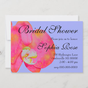 Elegant pink watercolor orchids tropical floral invitation