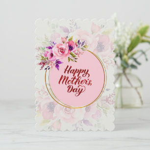 Elegant Pink Watercolor Roses Floral Mother’s Day Invitation