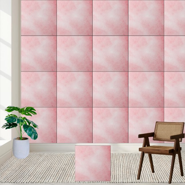Elegant Pink Watercolor |  Soft Blush Aesthetic Tile (Elegant Pink Watercolor | Soft Blush Aesthetic Ceramic Tile)