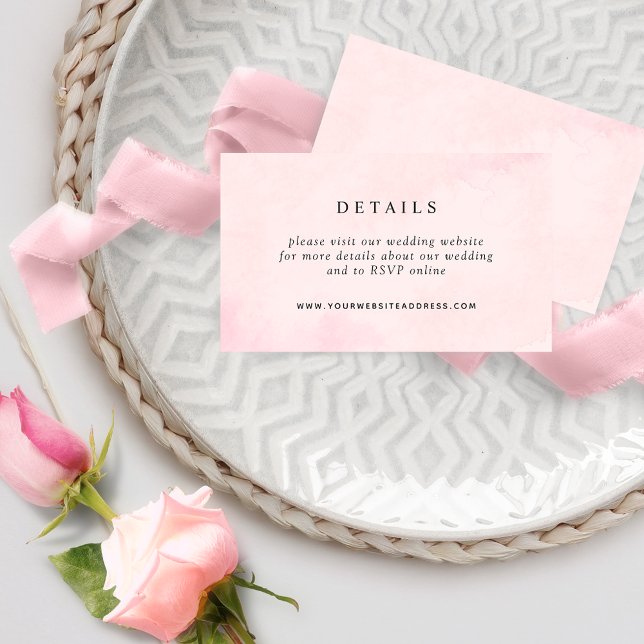 Elegant Pink Watercolor Wedding Website / Details Enclosure Card (Creator Uploaded)