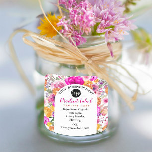 Elegant Pink Watercolor Wildflower Spring Label