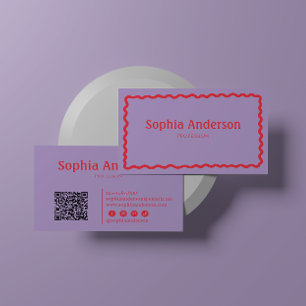 Elegant Pink Wavy Border for Women   Professional  Business Card