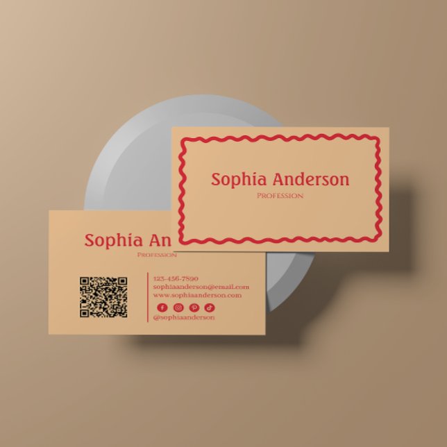 Elegant Pink Wavy Border for Women | Professional  Business Card (Creator Uploaded)