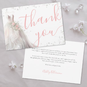 Elegant Pink Wedding Dress Bridal Shower Thank You Card