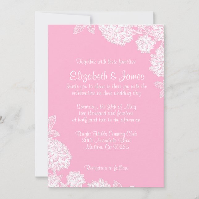 Elegant Pink Wedding Invitations (Front)
