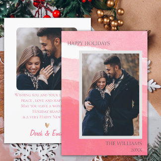 Elegant Pink White Abstract Photo Happy Holidays