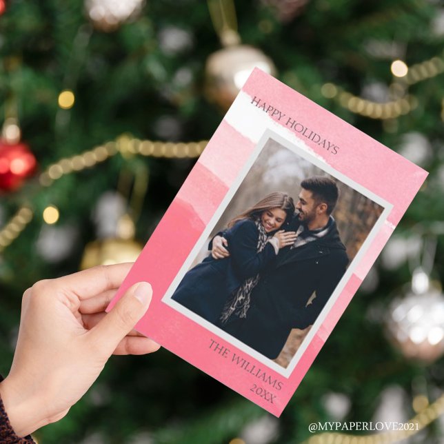 Elegant Pink White Abstract Photo Happy Holidays (Creator Uploaded)