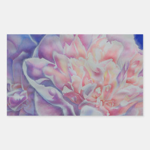 Elegant pink white blue pastel watercolor floral rectangular sticker