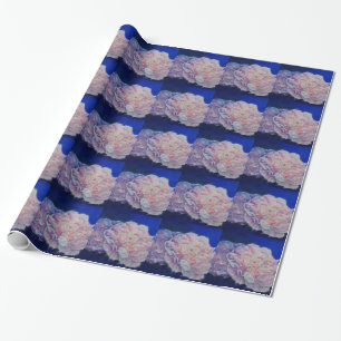 Elegant pink white blue pastel watercolor floral  wrapping paper